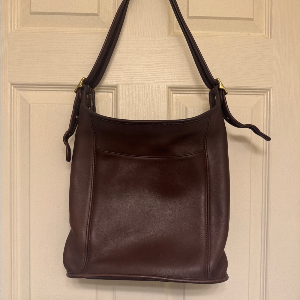 Vintage COACH J6D 9060 Slim Duffle Medium Legacy Mahogany Brown Leather